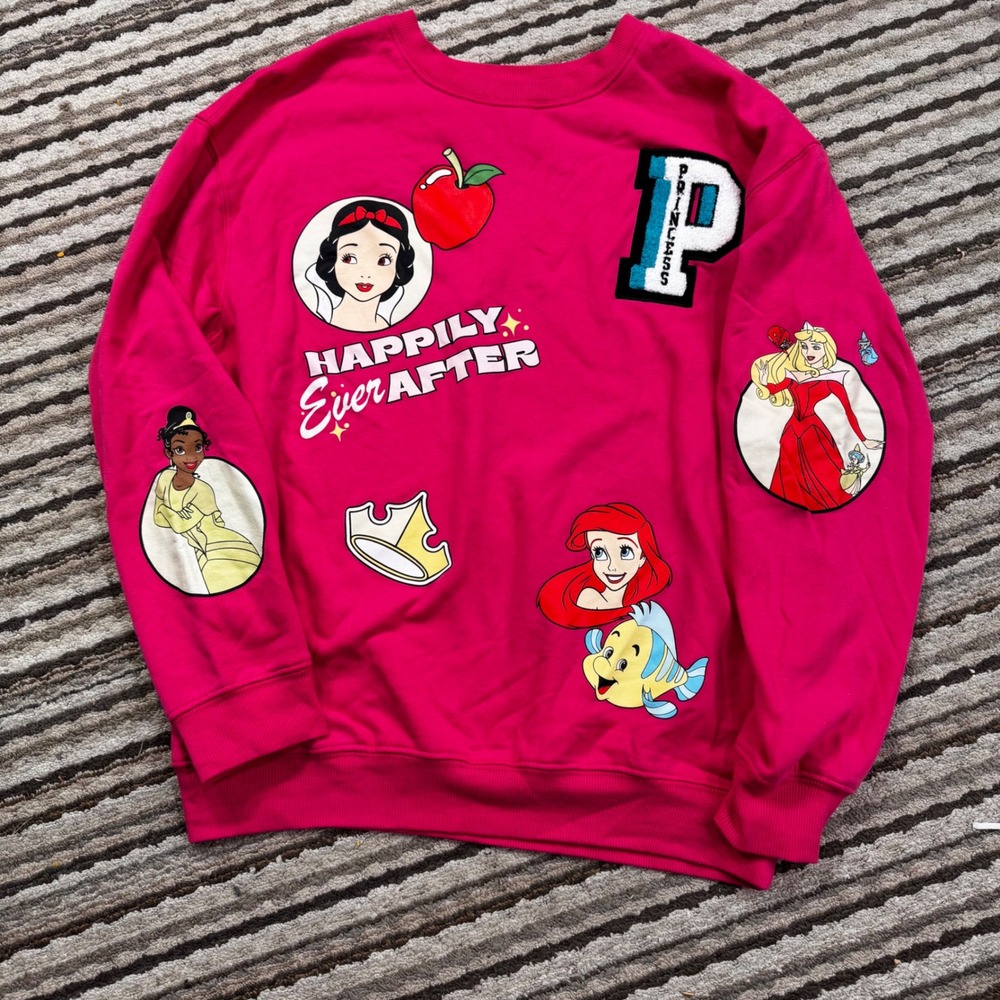 Disney Parks Letterman Sweatshirt 100 Anniversary‎ Pink PrincessWomen's Size  M